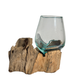 Small Hand Blown Glass Bowl On Driftwood Base Design 1
