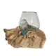 Small Hand Blown Glass Bowl On Driftwood Base Design 2