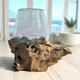 Small Hand Blown Glass Bowl On Driftwood Base Design 4