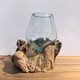 Small Hand Blown Glass Bowl On Driftwood Base Design 4