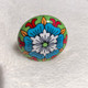 Ceramic Doorknob – Blue And White Flower With Green, Red, Orange