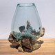 Large Hand Blown Glass Bowl on Driftwood Base Design 8