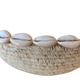 Woven Basket Thick Weave Beige with Cowrie Shells 27cm