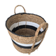 Black And White  With Brown Weaved Basket With Handels
