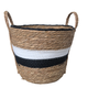 Black And White  With Brown Weaved Basket With Handels