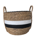 Brown, Black & White Wide Weaved Basket With Handels