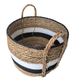 Brown, Black & White Wide Weaved Basket With Handels