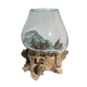 Small Hand Blown Glass Bowl On Driftwood Base Design 7