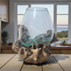 Medium Hand Blown Glass Bowl On Driftwood Base Design 7