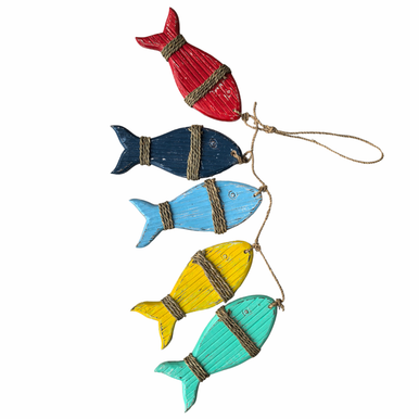 Wooden Fish String Red, Dark And Light Blue, Yellow And Turquoise 90cm