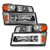 ANZO 04-12 GM Colorado/Canyon/I-Series Crystal Headlights - w/ Light Bar Chrome Housing 4pcs