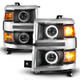 ANZO 14-15 Chevrolet Silverado 1500 Projector Headlights w/ Halo Black Housing w/ Chrome Trim