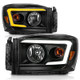 Anzo 06-09 Dodge RAM 1500/2500/3500 Headlights Black Housing/Clear Lens (w/Switchback Light Bars)