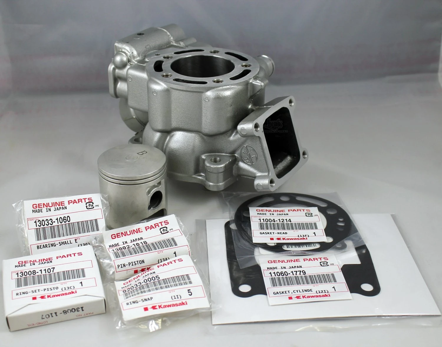 Complete ATV, dirt bike, and UTV top‑end rebuild kit with finished bored cylinder, piston, rings, and gaskets