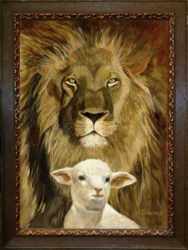Peace-Lion and Lamb, Gibson, framed