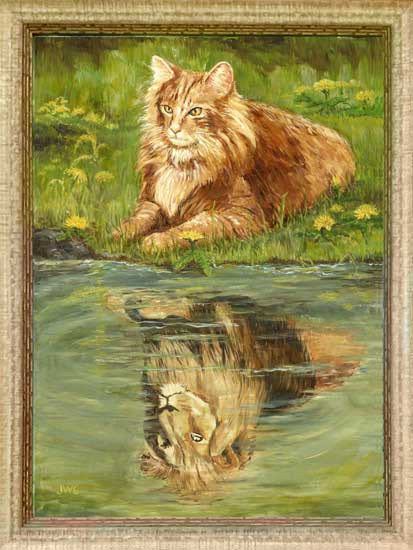 Reflecting, Gibson, framed