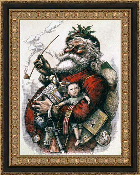 Merry Old Santa Claus, Thomas Nast, framed