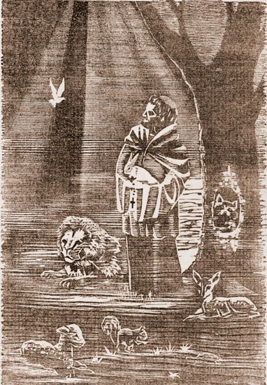 Saint Francis Woodcut (12X16.5)