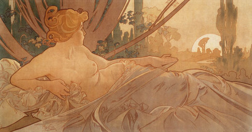 Dawn, Alphonse Mucha, (11.5X22)