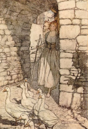 The Goose Girl, Arthur Rackham (12X17.6)