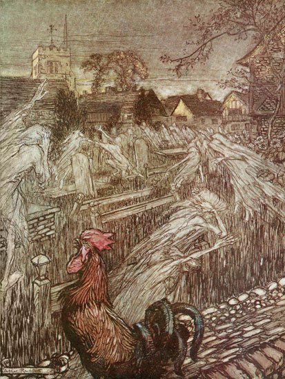 Ghosts Returning to the Graveyard, Arthur Rackham (16X20)