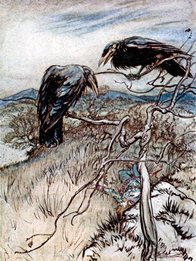 Two Corbies, Arthur  Rackham (12X16)