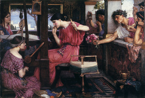 Penelope and her Suitors, Waterhouse (20X29.5)