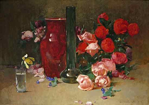 Roses and Vase, Emil Carlsen  (16" X 23")