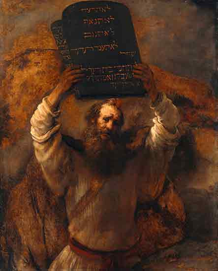 Moses with the Ten Commandments, Rembrandt (20" X 25") ships rolled