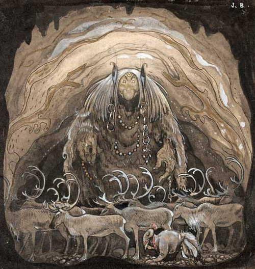 Troll & Raindeer, Bauer, gallery wrapped (9x9.5)