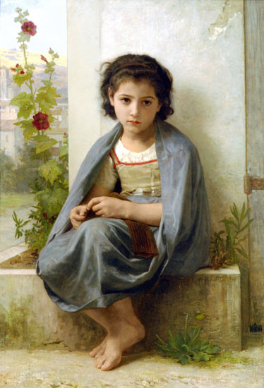 The Little Knitter, Bouguereau (16X23.5)