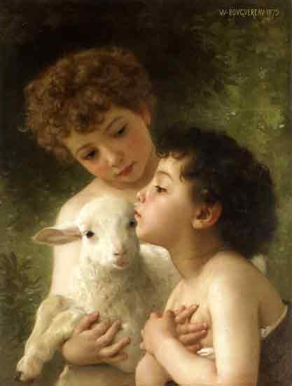 Children with a Lamb, Bouguereau (22X29)