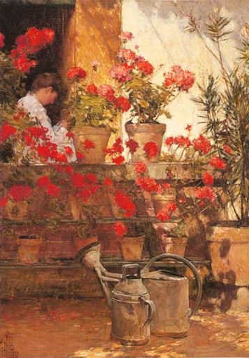 Geraniums, Childe Hassam (16X23)