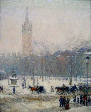 Snow Storm, Madison Square, Hassam (22X27)