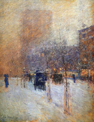 Winter Evening,New York Sun, Childe Hassam (17X22)