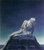 Fine Art Prints L'oubli des Passions, Delville, 18x20.5, painting depicts a nude figure sitting on a cliff under a starry night sky in shades of blue.