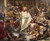 Fine Art Prints Christ blessing infants, Jean Delville, 18x22 inches, oil painting depicting Jesus Christ surrounded by children in a classical setting, wearing a white robe.
