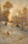 Fine Art Prints A fox and pheasant in snowy landscape, Joseph Farquharson's "A Fox and Pheasant in the Snow" painting, 16X25 inches, serene winter scene.