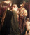 Fine Art Prints Dante in Exile, a 22x31 inch painting by Frederick Leighton, depicting a dramatic scene in dark and earthy tones with figures in medieval attire.