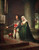 Fine Art Prints E.B. Leighton's The Dedication, medieval couple in prayer, knight with red cross, woman in green dress, 18x23 inch artwork.