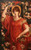 Fine Art Prints Dante Gabriel Rossetti's A Vision of Fiammetta, 22x35.25 inch painting of woman in red dress surrounded by flowers and gold accents.