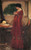 Fine Art Prints Woman in red dress holding crystal ball with skull and books nearby, Waterhouse's mystical artwork Crystal Ball with Skull, 20X32.5 inches.