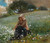 Fine Art Prints Winslow Homer's "Girl with Daisys" 12"X14" inch print on canvas, a serene woman in a field of white daisies, wearing a hooded brown jacket.