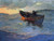 Fine Art Prints Willard Metcalf's On the Suffolk Coast, 9x12 inch print on canvas, depicting a serene boat scene with people on a calm sea at sunset.