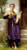 Fine Art Prints Bouguereau's Spinner, a young woman in purple dress holding spindle, barefoot standing beside stone steps, oil on canvas, 12x22 inches.