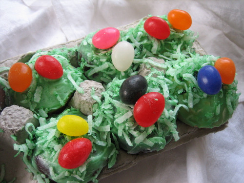 Carton of Easter Basket Mini Cupcakes Carton of Easter Basket Mini Cupcakes