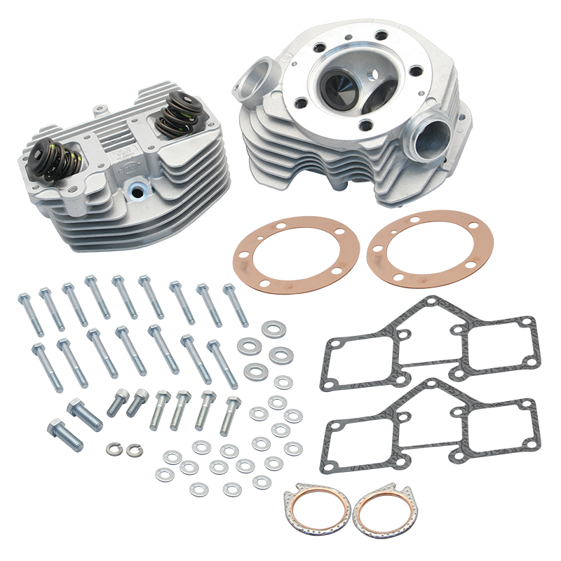 S&S® Super Stock® 3-5/8" Bore O-Ring Style Single Plug Cylinder Head Kit For 1966-'78 HD® Big Twins - Natural Aluminum Finish