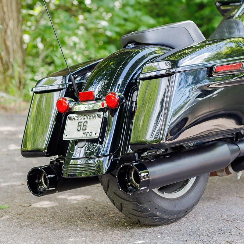 Mk45 TOURING MUFFLER for 1995–2016 TOURING MODELS—Black with Black Tracer End Cap