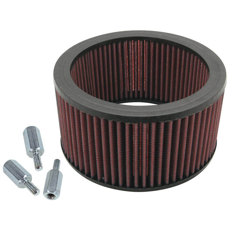 High Flow Air Filter Kit With Spacers for S&S® Teardrop Air Cleaners For S&S® Super E and G Carbs and EFI Throttle Bodies