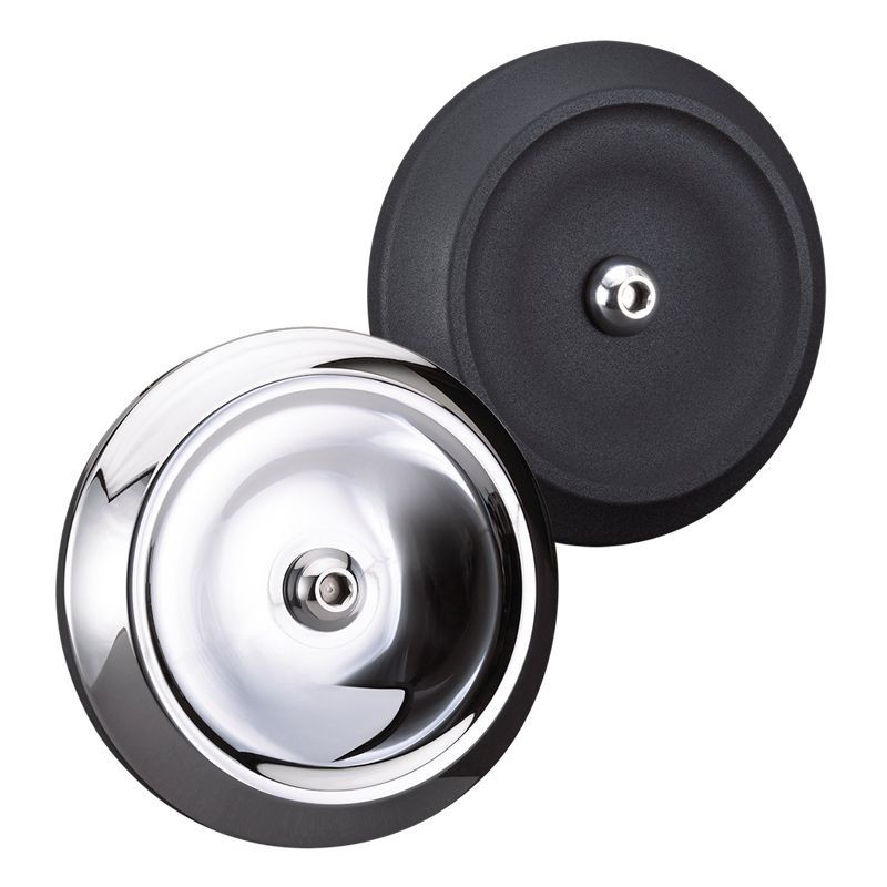 Dished Bobber Air Cleaner Cover in Chrome or Gloss Black with Machined Highlights for all Stealth Applications